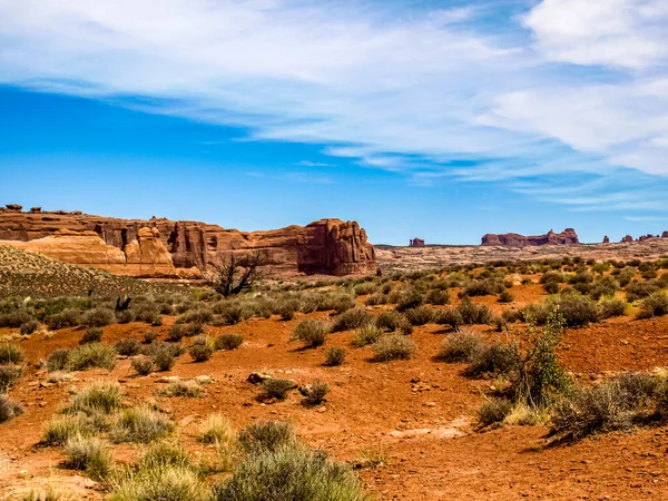 Широкий Открытый Пустынный Ландшафт Заполненный Пустынями Национальный Парк Арки Юта — стоковое фото