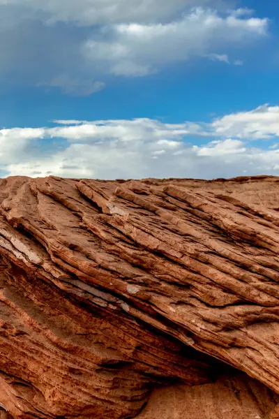 Infinite Rock Folds Bright Sky Clouds Chains Page Arizona Usa — Photo