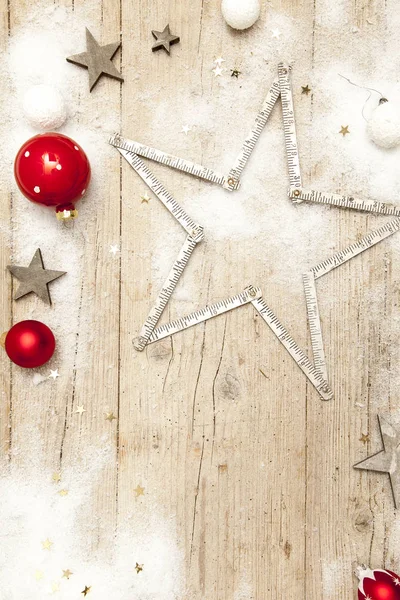 Bellísimo Fondo Navideño Con Tablones Madera Blanca —  Fotos de Stock