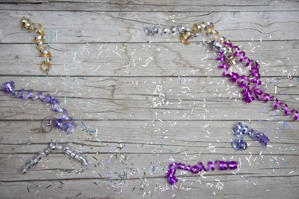 Conjunto Itens Carnaval Fundo Madeira — Fotografia de Stock