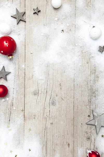 Bellísimo Fondo Navideño Con Tablones Madera Blanca —  Fotos de Stock