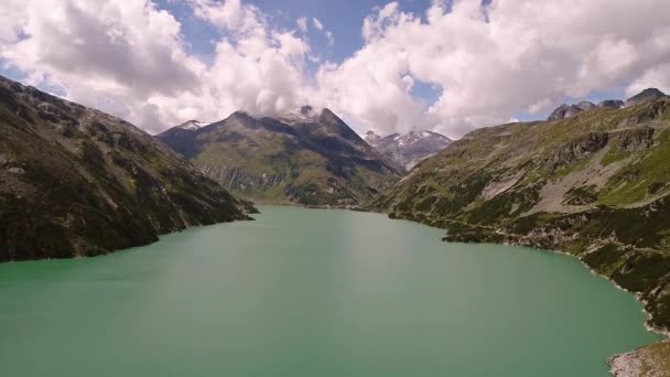Panoramatický Pohled Kolnbrein Přehradní Nádrže Pohoří Vysoké Taury Rakousko — Stock video
