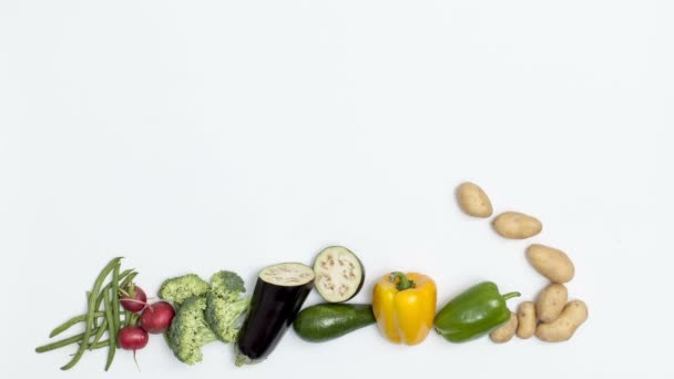 Fehér Alapon Izolált Élelmiszer Piramis Egészséges Étkezési Koncepció — Stock videók