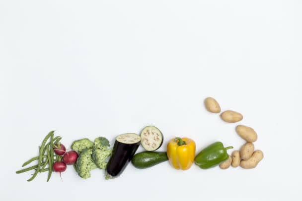 Potravinová Pyramida Izolovaná Bílém Pozadí Zdravá Strava — Stock video