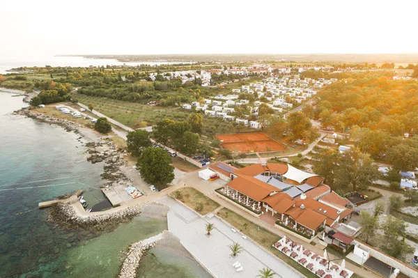 Vista Aérea Grande Acampamento Costa Mar Adriático Perto Cidade Novigrad — Fotografia de Stock