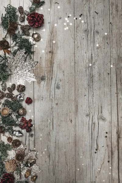 Festive Christmas Composition Wooden Background — Stock Photo, Image