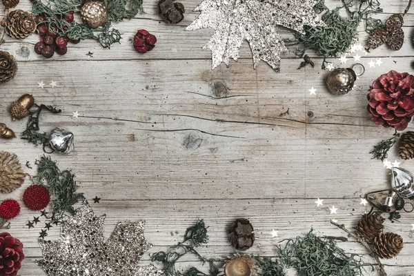Festive Christmas Composition Wooden Background — Stock Photo, Image