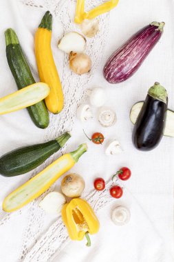 sebze antipasti beyaz Tekstil zemin üzerine için 