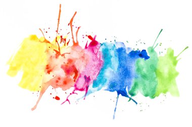 Beyaz üzerine izole edilmiş suluboya boya lekesi yakın plan çekimi.