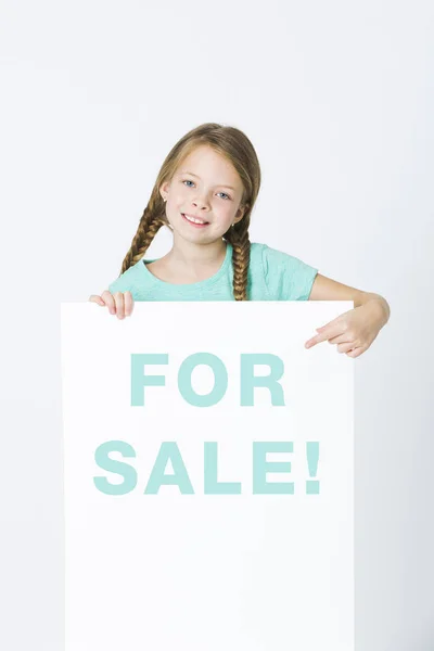 Hübsches Mädchen Türkisfarbenem Shirt Zeigt Auf Tafel Mit Text Zum — Stockfoto