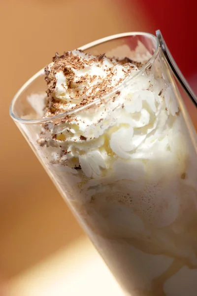 Verre Avec Traditionnel Espresso Con Panna Gros Plan — Photo