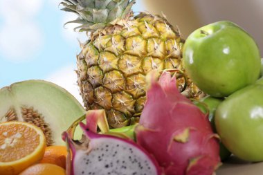 taze olgun egzotik meyve yığını, yakın çekim  