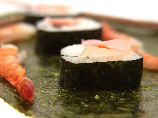 Stapel Van Sushi Groene Nori Vel Close — Stockfoto