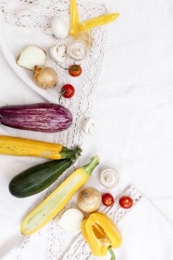 sebze antipasti beyaz Tekstil zemin üzerine için 