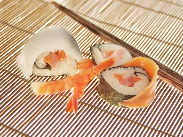 Kupie Sushi Mat Bambusowych Zbliżenie — Zdjęcie stockowe