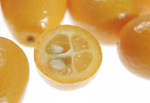 Pile Kumquat Chinese Fruits Isolated White Background Close — Stock Photo, Image