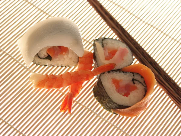 Kupie Sushi Mat Bambusowych Zbliżenie — Zdjęcie stockowe