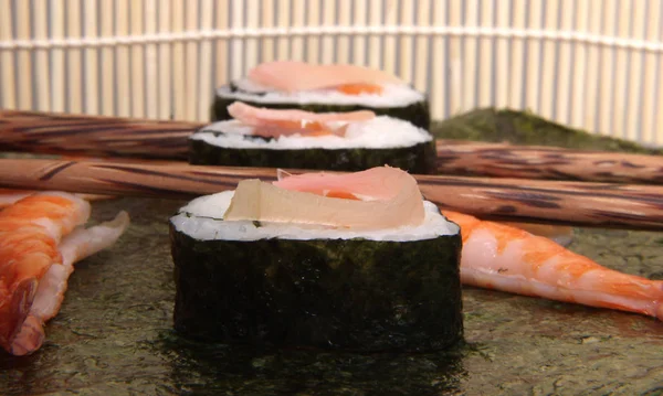 Stapel Van Sushi Groene Nori Vel Close — Stockfoto