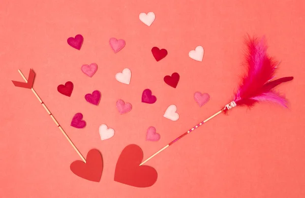 Красивый Красный Валентинки Фон Стрелками Любви Сердца — стоковое фото