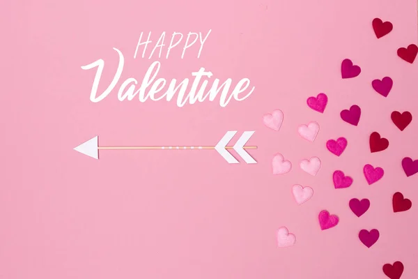 Belo Fundo Rosa Valentine Com Flecha Amor Corações — Fotografia de Stock