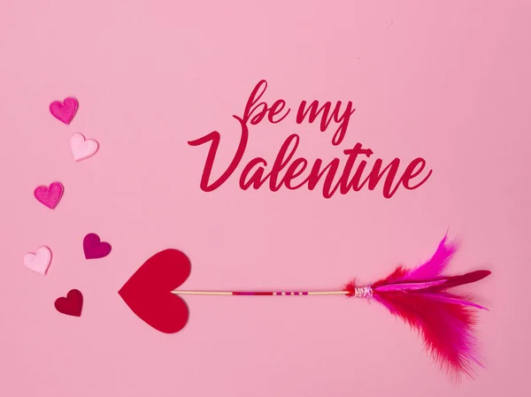 Beautiful Pink Valentine Background Love Arrow Hearts — Stock Photo, Image