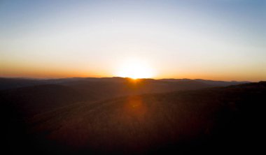 Viyana Woods, gündoğumu, Knigstetten, aşağı Avusturya, Wienerwald havadan görünümü 