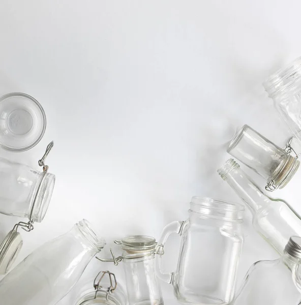 Set Leerer Glasflaschen Auf Weißem Hintergrund — Stockfoto