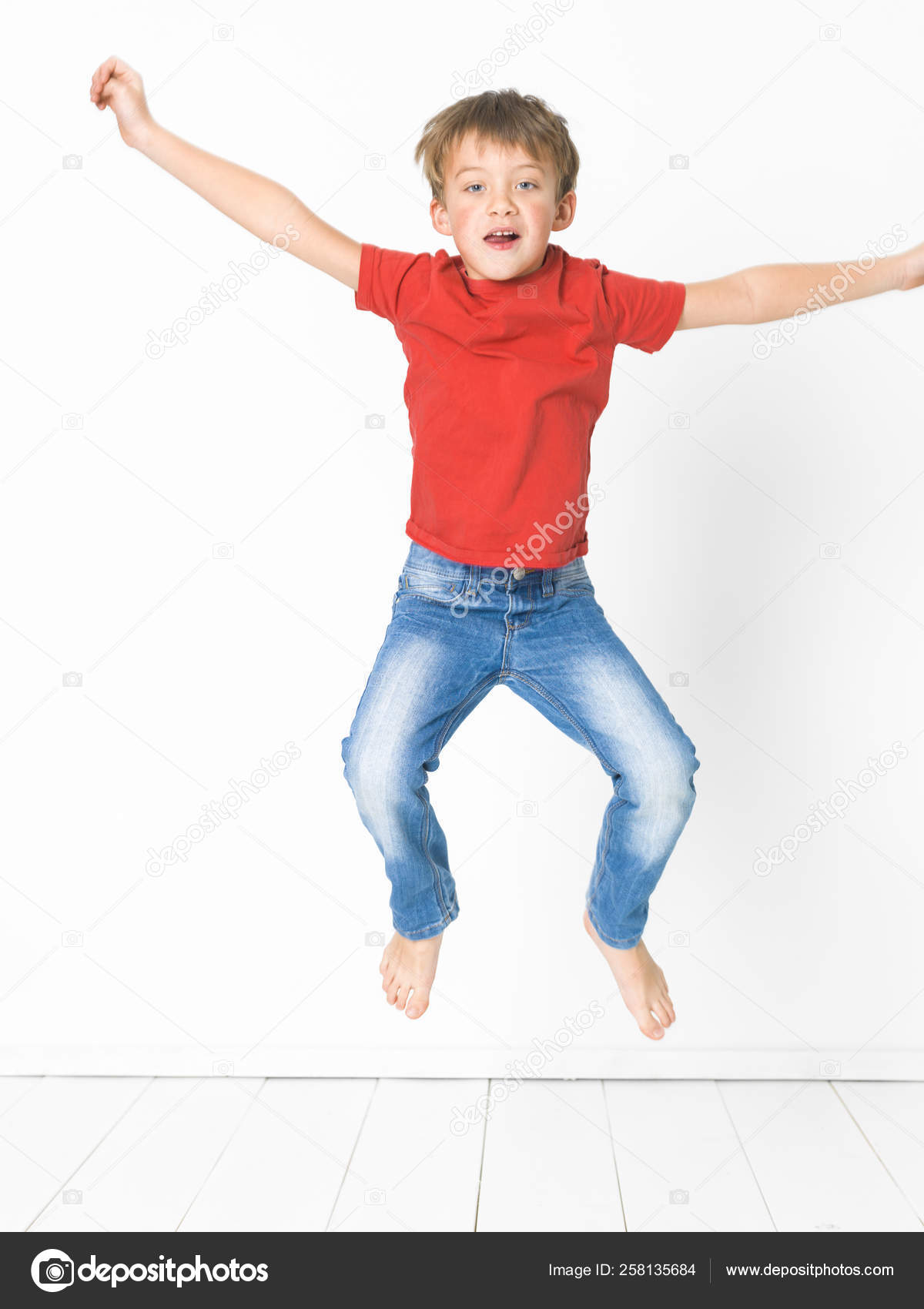 red t shirt blue jeans