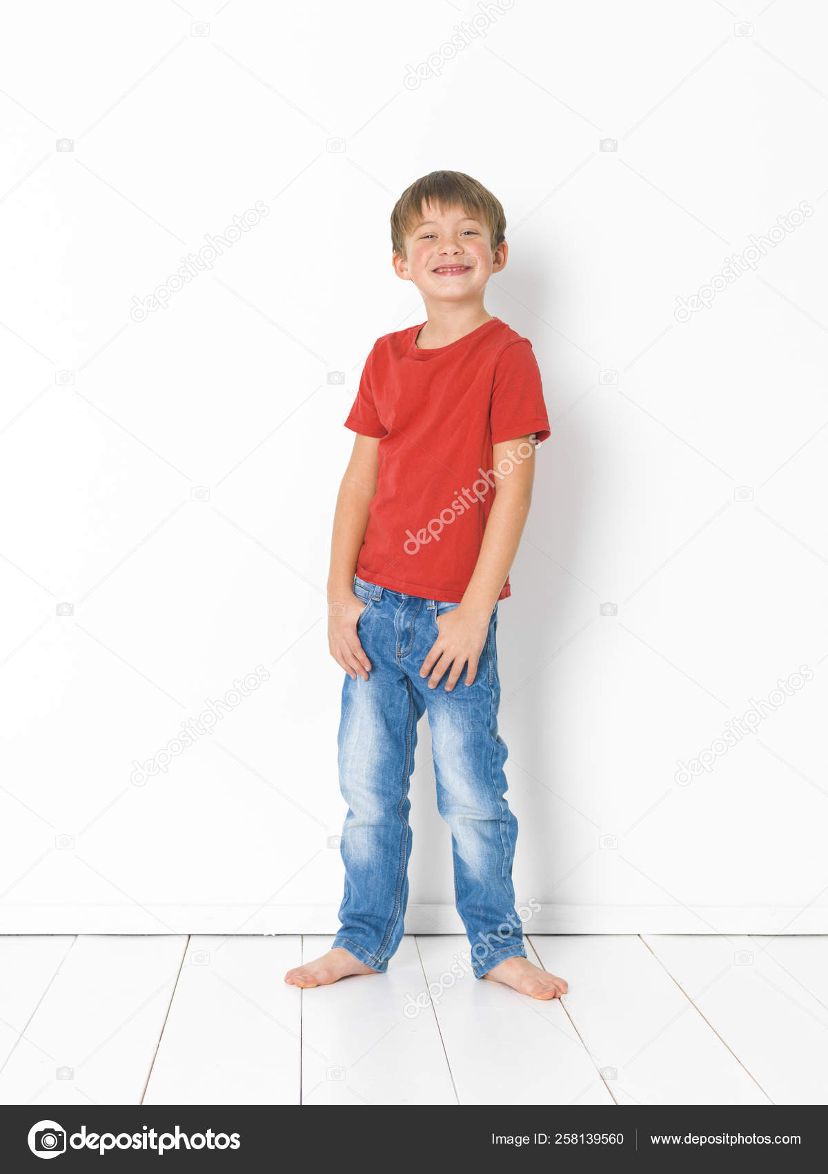 red shirt blue jeans