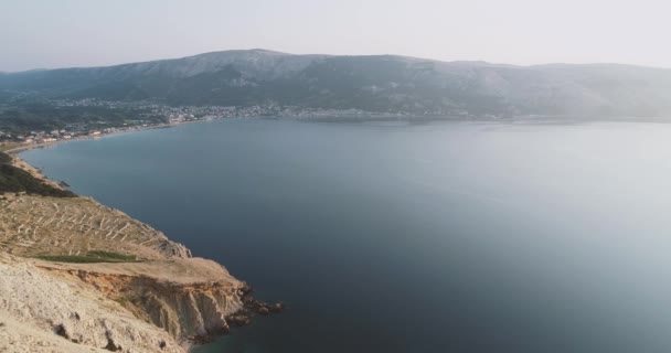 Vista Aérea Paisagem Marinha Cidade Costa Nascer Sol — Vídeo de Stock