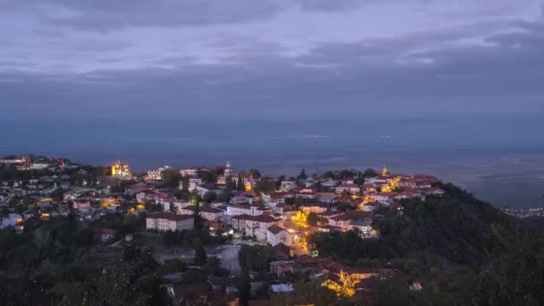 Time Lapse Vista Edificios Iluminados Ciudad Atardecer — Vídeos de Stock