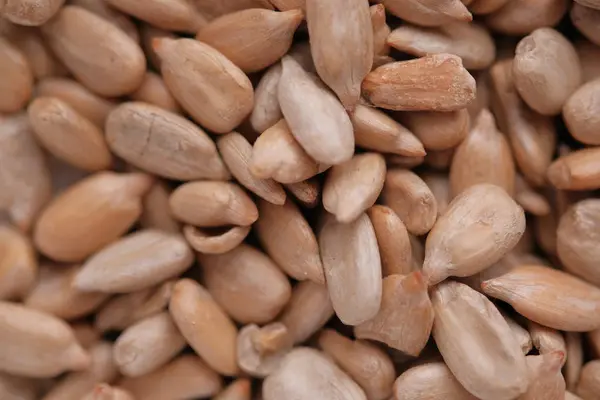 Pile Peeled Sunflower Seeds Background — Stock Photo, Image