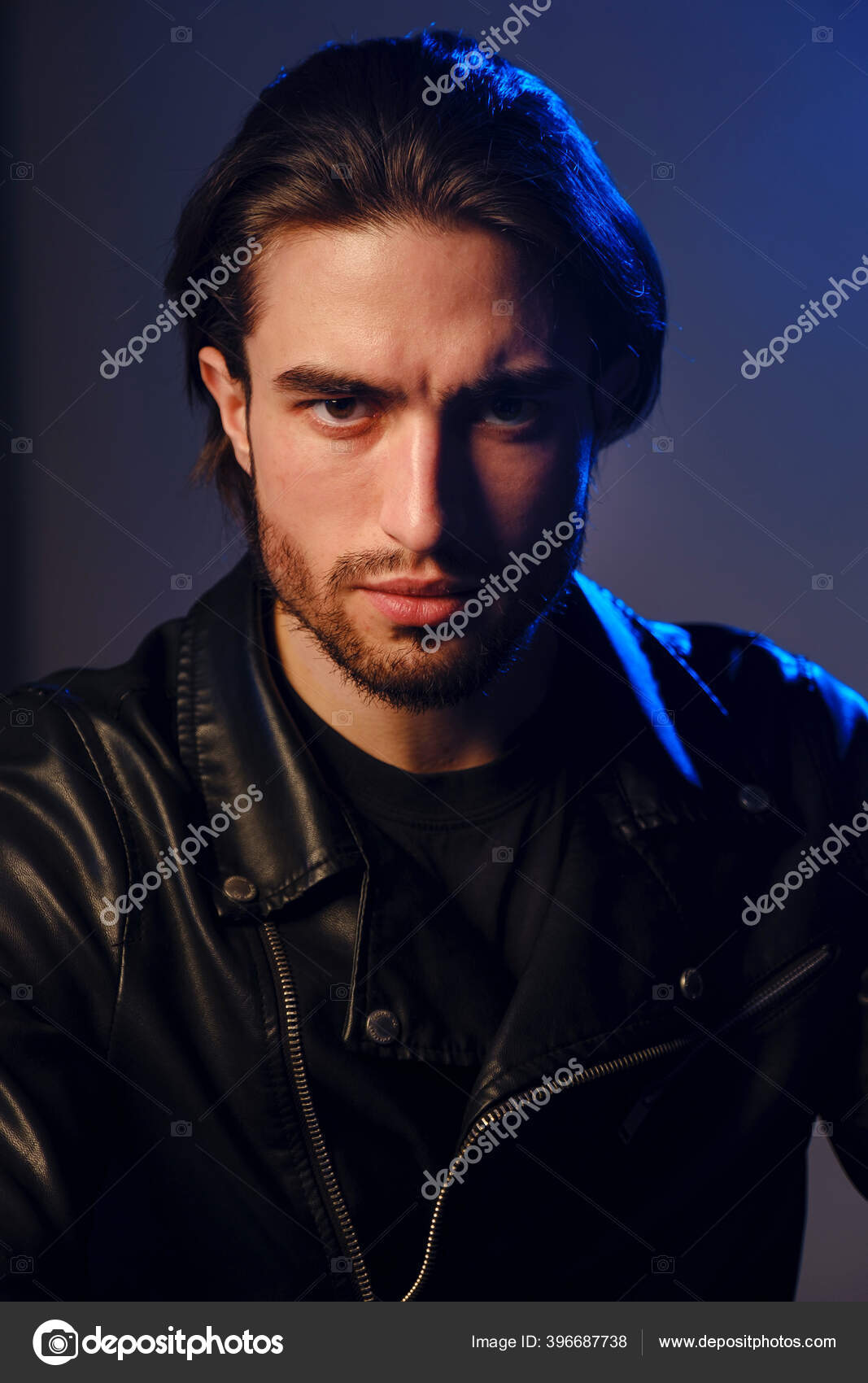 Confident Bearded Man In Leather Jacket Poses On White Background Photo And  Picture For Free Download - Pngtree