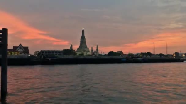 Time Lapse Day Night Wat Arun Ratchawararam Ratchawaramahawihan Phra Nakhon — Vídeo de Stock