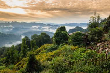 Dağların ve ormanların manzarası,Yer Japo Köyü