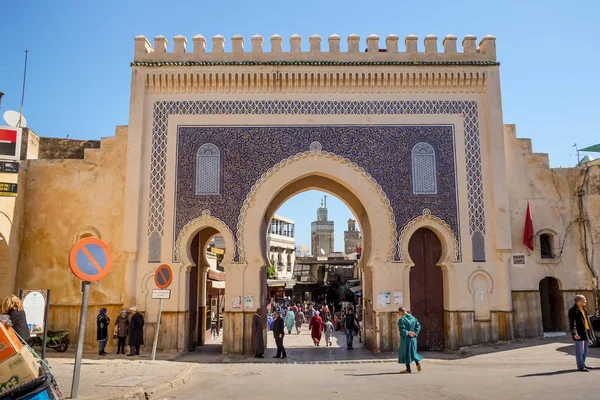 Фез Марокко Марта 2014 Внешняя Сторона Ворот Подковообразных Арк Bab — стоковое фото