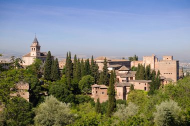 Manzara olağanüstü Alhambra Sarayı. Granada, Endülüs, İspanya.