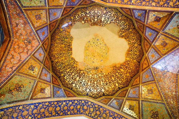 Isfahán Irán Octubre 2016 Antiguas Obras Arte Techo Palacio Chehel — Foto de Stock