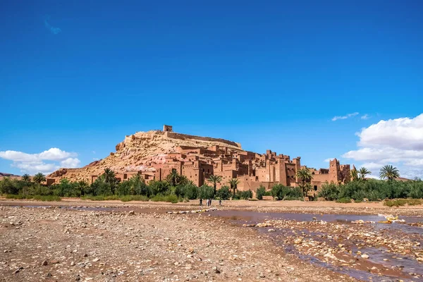 Ksar Ait Benhaddou Famous Tourist Sightseeing Moroccan Ground Clay Architecture — стоковое фото