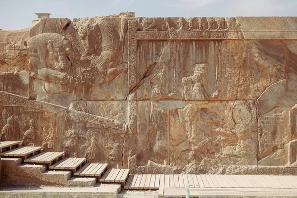 Antik Féldombormű Ősi Ékírásos Felirat Persepolis Marvdasht Fars Tartományban Irán — Stock Fotó