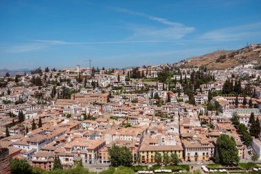 Elhamra sarayından Albayzin 'in Cityscape manzarası. Granada, Endülüs, Ispanya. UNESCO Dünya Mirası.