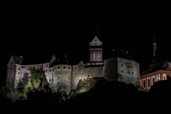 Castelo Loket Tiro Noite Com Estrelas — Fotografia de Stock