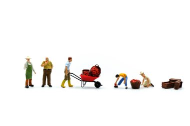 Minyatür insanlar: Pazar apple Apple gün kavramı için kullanma ile çalışan.