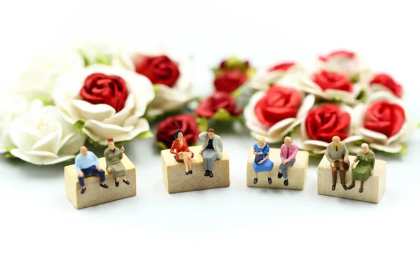 Miniature people : Couple of love with rose,Lover concept.