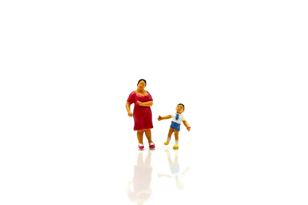 Personas Miniatura Familia Con Casa Utilizando Como Concepto Negocio Familia —  Fotos de Stock