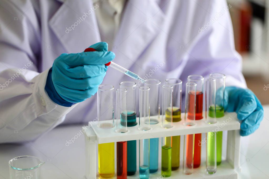 Set of Chemical tube development and pharmacy in laboratory,biochemistry and research technology concept.