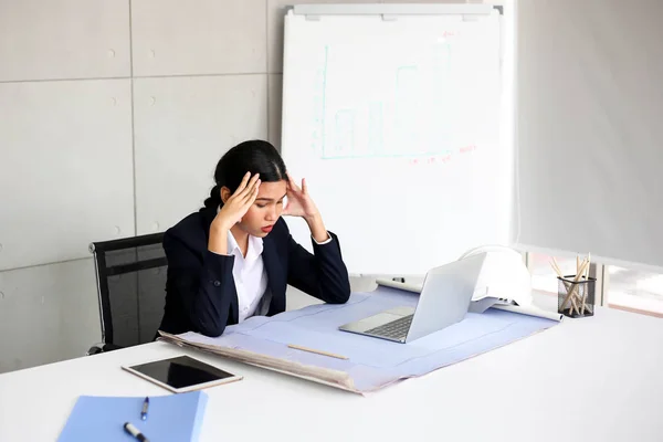 Wütend Unzufrieden Schöne Geschäftsfrau Sekretärin Asia Besprechung Kommunikation Diskussion Arbeitsbüro — Stockfoto