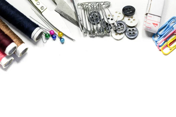 Sewing Tools Accesories White Background — Stock Photo, Image