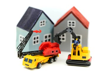 Minyatür insanlar : ev inşa etmek için işçi ekibi , Görüntü kullanımı için 
