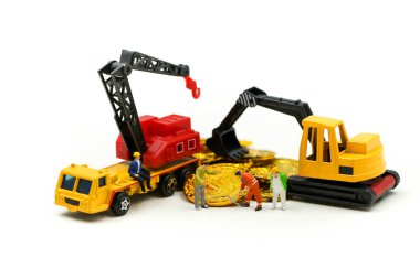 Minyatür insanlar : işçi sikke, Para, Mali, Otobüs kazma